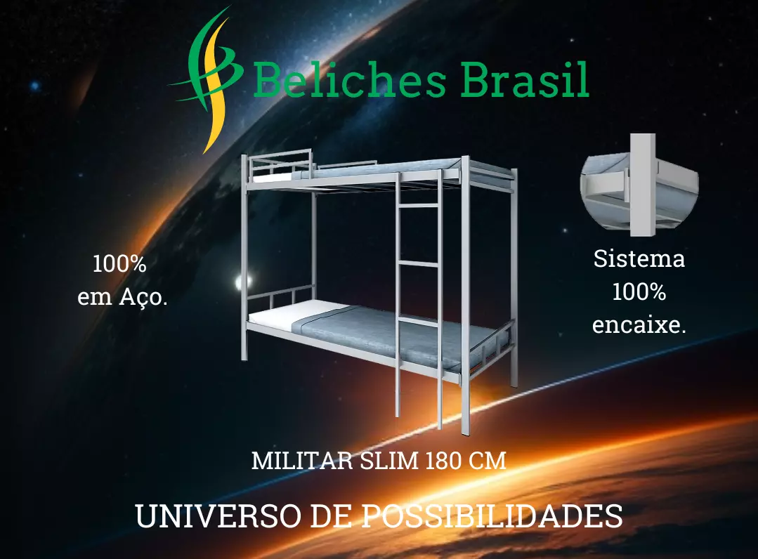 Beliche Militar Slim 180 CM 100% em Aço e de Encaixe.